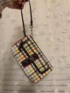Coach Tattersall Houndstooth wristlet